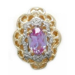 N339 14K CREATED ALEXANDRITE WITH 2 DIAMONDS SLIDE 
